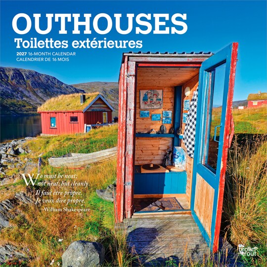 BrownTrout Canada; Outhouses | 2027 12 x 24 Inch (Hanging) Monthly Square Wall Calendar | English/French Bilingual; Category:Wall Calendars; Image:1